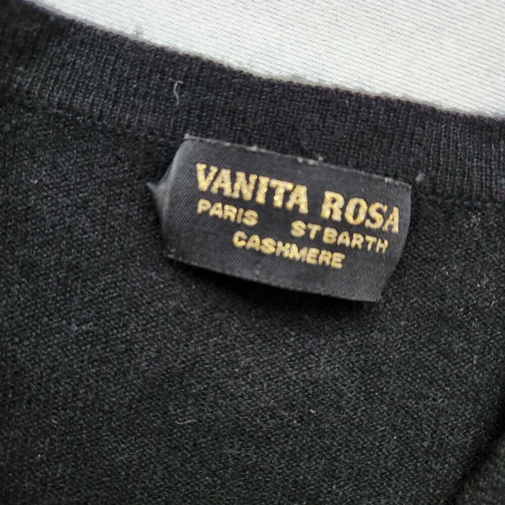 Vanita Rosa Paris St. Barth Black Cashmere Wrap Cardigan Embellished Resort - Picture 8 of 13